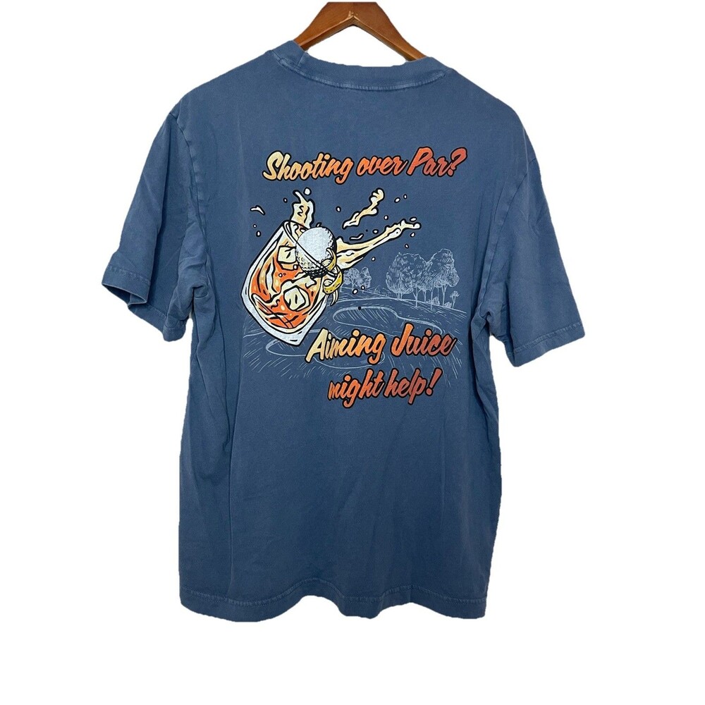 ABERCROMBIE & FITCH Mens Small Soft Essentials Relaxed Blue Tshirt Golf Graphic